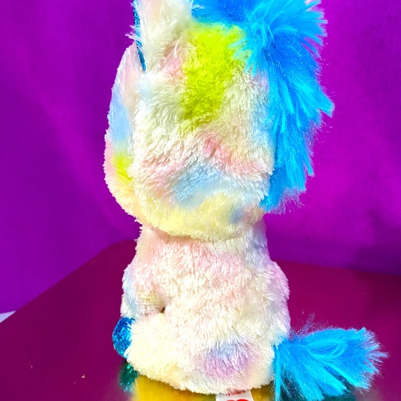 TYSILK BEANIE BOO BLITZ UNICORN SPARKLE BLUE EYES HOOVES & HORN TIE DYE  BODY - Picture 9 of 15